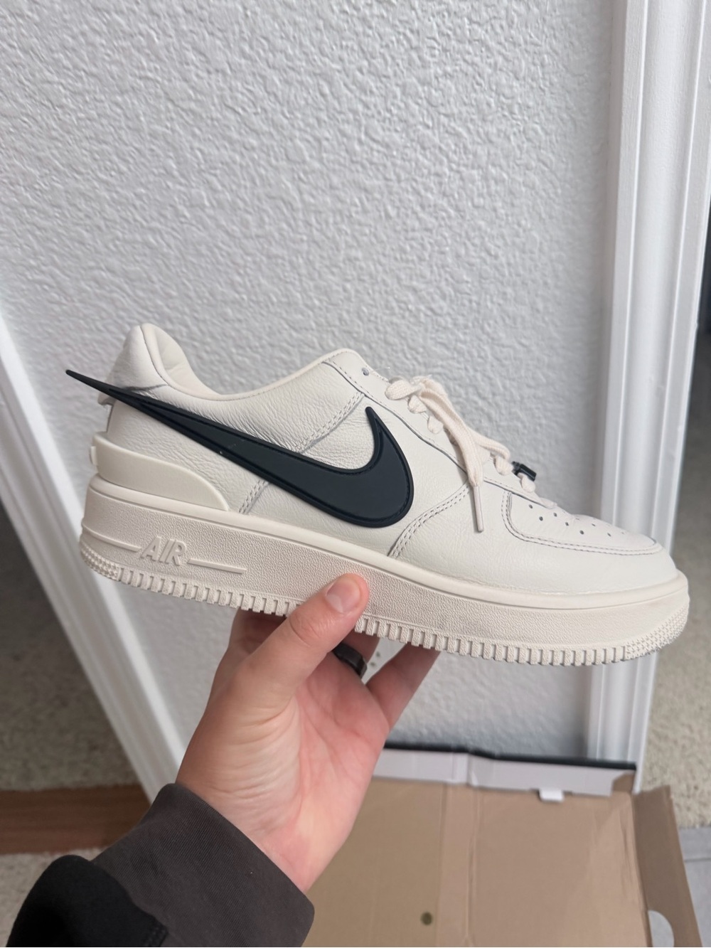 Nike Air Force 1 Low Cream with Black Swoosh ambush